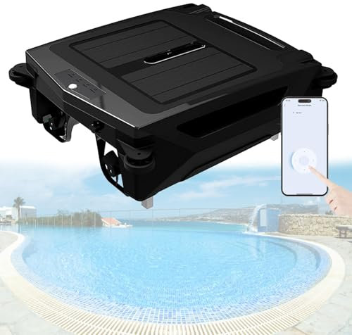 Skimmer robotico per piscina ad energia solare con supporto APP, aspirapolvere automatico per piscina, doppia modalità di ricarica, pulizia della superficie tutto il giorno