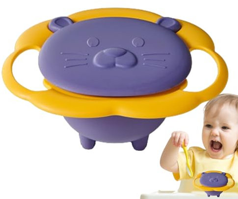 Cuenco giroscópico resistente a derrames, cuenco de rotación estable para niños, soporte para aperitivos giratorio de 360°, plato seguro para comidas, placa de rotación portátil para niños y
