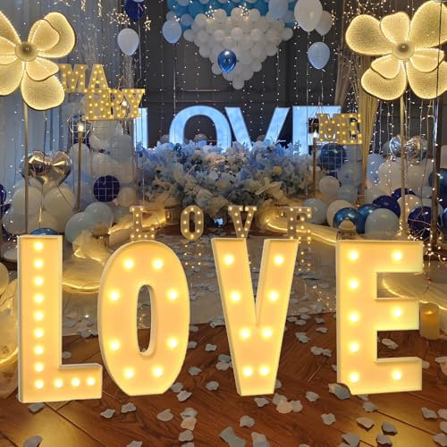 HFDJRWK Lámpara de Mosaico con Letras del Alfabeto y Pantalla Grande, con Iluminación Led Gigante, Ideal for Bodas y Aniversarios.(100cm)