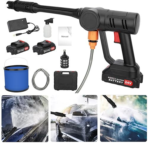 Nettoyeur Haute Pression sans Fil 50BAR 300W, Laveur Portable à Batterie avec 2 Batteries, Pistolet à Eau et Pulvérisateur de Mousse pour Voiture, Sols, Terrasse