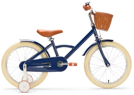 Generation Classic Kinderfahrrad mit Korb 18 Zoll - Blau - Fahrrad mit Stützrädern für Kinder von 5 bis 7 Jahren