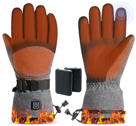 Beheizte Handschuhe, 5 V, 5000 mAh, wiederaufladbar, beheizte Handschuhe für Männer und Frauen, wasserdicht und verbessert, rutschfest, elektrischer Heizhandschuh für Motorrad, Jagd, Skifahren