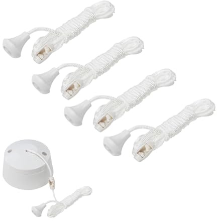 4pcs Pull Cord String with Connector, Spare Cord Pull for Ceiling Switch, Replacement Cords-Pull for Ceiling Switch, Nylon Pull-Cords Light Switch Bath Light Pull-Cord and String for Bathroom Bedroom