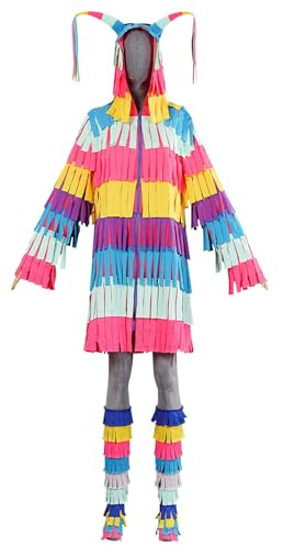 Bauzuoyo Faschingkostüme Damen Bunt Karneval Kostüm Bunter Piñata Cosplay Verkleidung 70er Jahre Vintage Mottoparty Mardi Gras Kleidung Langarm Mit Kapuze und Reißverschluss Overalls