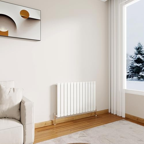 Modern Horizontal Flat Panel Radiator,600x884mm Gloss White Single Stylish Panel Central Heating Heater, Perfect Efficient Hall Radiator, Traditional Wall Mounted Rads, Design for Bedroom, Office