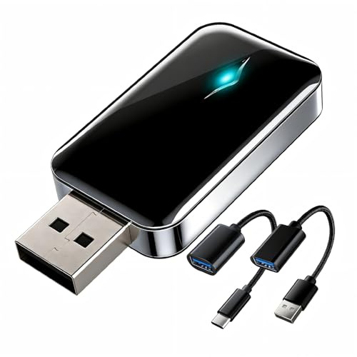 YUNIBRIX Wireless Adapter für CarPlay, Superschnelle Upgrade von Wired auf Wireless, Plug und Play, Mini & Stabiler, kompatibel mit iPhone iOS 9+ 12.1+ & Autos mit Wired CarPlay