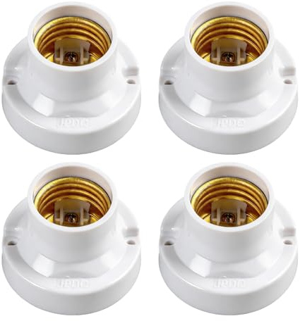 Lot de 4 Douilles de Lampe E27 Universelles, pour Ampoules LED et Lampes à Vis, Adaptateurs de Culot Standard, Support Ampoule Sécurisé et Polyvalent pour Maison, Bureau et Studio