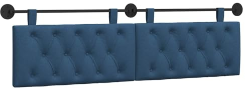 vidaXL Hängendes Kopfteil Blau Stoff, Moderner rechteckiger Wandkopfteilen, gehängtes gepolstertes Design, gemütliche Rückenlehne für Schlichte Schlafzimmerdekoration