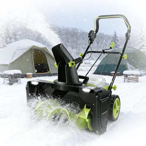Akku-Schneefräse, 40 V, bürstenlos, elektrisch, 50,8 cm, mit Dual-LED-Lichtern und 6,5 m Überwurf, 180° verstellbare Schütte für Einfahrten und Wohnbereiche