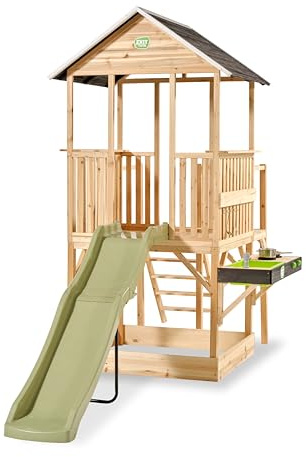 EXIT Panorama 550 Holzspielhaus mit Rutsche, Spielküche und Sandkasten