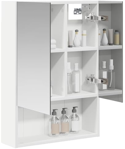vidaXL Badezimmerspiegelschrank Weiß 50 x 14,5 x 70 cm Holzwerkstoff, Moderne Badezimmereinrichtung, Wandregal, Spiegel, verstellbare Ablage, Stauraum aus Holz