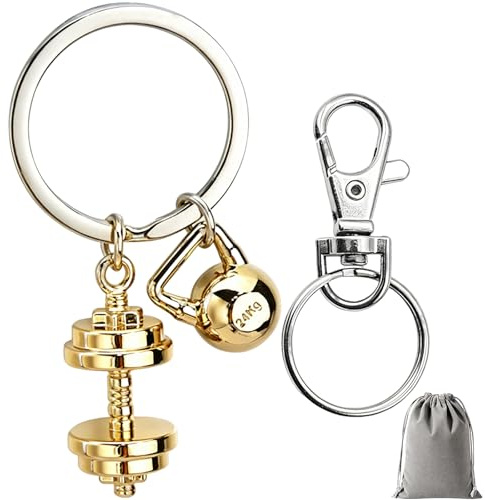 GENSMILE Kurzhantel Schlüsselanhänger Geschenk für Männer und Frauen – Kugelhantel Schlüsselring 3D Bodybuilder Krafttraining Schlüsselanhänger, Fitness Accessoires Sport Rucksack Dekoration