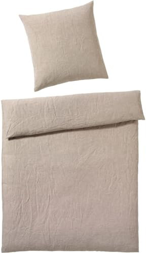 elegante Breeze Bettwäsche aus Halbleinen 155x220 / 40x80 Sand