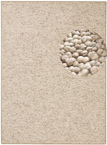 BT Carpet Wolly Teppich – Wohnzimmerteppich Flachgewebe Kurzflor Woll-Optik Wolle Skandi-Look Esszimmer, Wohnzimmer, Kinderzimmer, Schlafzimmer – Creme, 100x140cm
