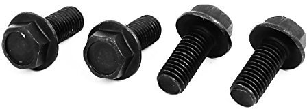 sourcing map 4Pcs Boulons à embase Hex M7x17mm Vis À Filetage Gauche Noir Métallique pour Machine De Découpe