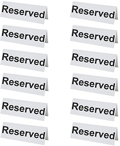 12 letreros de mesa de plástico flexible reservado – BarBits para tienda de campaña tipo cartel perfecto para restaurantes, bares, cafetería.