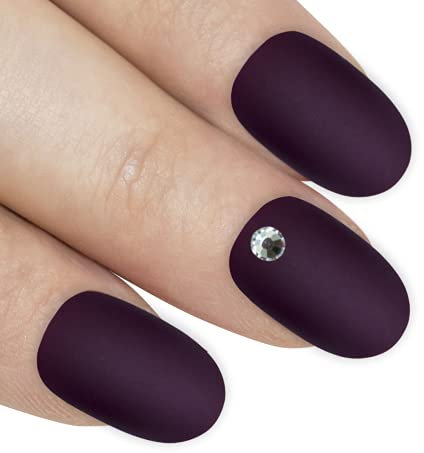 Faux Ongles Bling Art Rouge Marron Mat Ovale 24 Moyen Faux bouts d'ongles acrylique avec colle