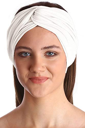 Deresina Headwear Klassisch Kreuz Baumwolle Stirnband für Haarausfall (Cream)