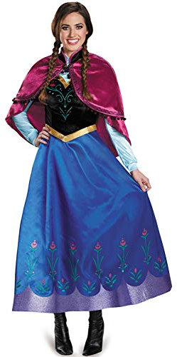 FStory&Winyee Damen Kostüm Karneval Eiskönigin Prinzessin Anna Kleid Blau mit Umhang Rosa Erwachsene Cosplay Kleid für Fasching Verkleidung Party Rollenspiel S-XXL, Lila, M
