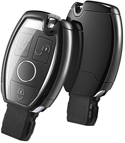 OATSBASF Autoschlüssel Hülle für Mercedes Benz, Schlüsselhülle Cover für Mercedes Benz W204 W211 2-3 Keyless Tasten A B C E Class (Schwarz)