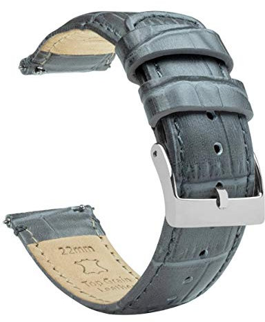 Barton Uhrenarmband Leder Alligatornarbung, Schnellverschluss-Lederarmband, wählen Sie Farbe, Länge und Breite, 16 mm, 18 mm, 19 mm, 20 mm, 21 mm, 22 mm, 23 mm oder 24 mm