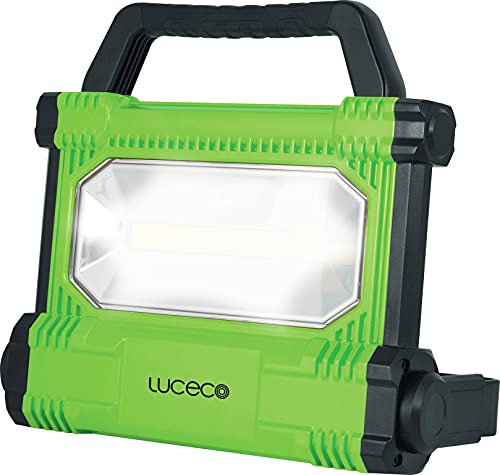 LUCECO leistungsstarker ultraflacher AKKU LED Baustrahler 30W, 2500lm, 6500K, IP54-geschützt, 100-240 V, LWR25BG-EU, schwarz-grün