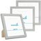 PHOTOLINI Cadre 15 x 15 bois MDF argenté, lot de 3 cadres photo pour posters et affiches, verre acrylique incassable, décoration murale à suspendre & à poser, avec accessoires supplémentaires