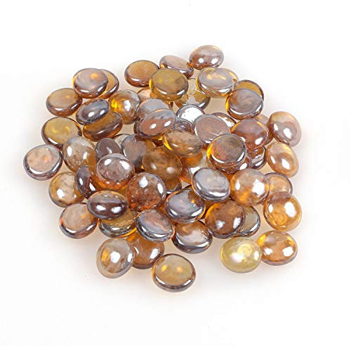 Glänzender, reflektierender Feuerglas-Kies, Feuersteine oder Perlen für Feuerstellen, Aquarien, Sukkulenten oder als Gartendekoration, 17-19 mm, 335 g. Light Amber