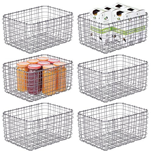 mDesign 6er-Set Allzweckkorb aus Metall – Aufbewahrungskorb für Küche, Vorratskammer etc. – kompakter und universeller Drahtkorb – dunkelgrau