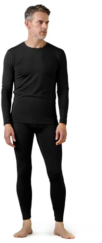 LAPASA Herren Innenfleece Thermounterwäsche Set Thermo Unterhemd & Hosen | Leicht/Mittel/Extra Warm Funktionsunterwäsche, Atmungsaktiv Thermounterhemd & Hosen, Skiunterwäsche für Wandern, Ski, Outdoor