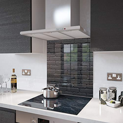 Glass Splashbacks Black Brick Glass - Made by Premier Range in 75cm Wide x 110cm High