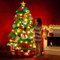 Albero di Natale in Feltro Fai-da-Te con Catema Luminosa 50LED in Rame 32 Pezzi Intercambiabili con Vari Disegni Regalo per Bambini Ideale Decorazione per Parete