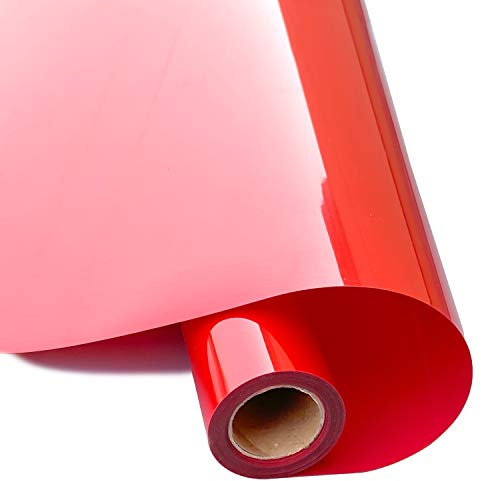 Mauts Heat Transfer Vinyl Roll, Red Heat Transfer Paper, Permanent Adhesive HTV Iron On Vinyl, Backed Vinyl Roll for DIY T-Shirts, Hat, Clothing, Birthdays, Silhouette Cameo, Letters,12IN x 10FT