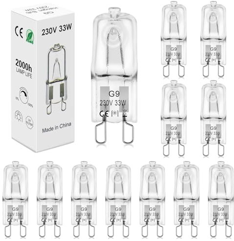 BROTOU G9 Halogen Bulbs, 230V 500LM 2800K Warm White Capsule Bulbs, Dimmable (33W- 12 Pack)