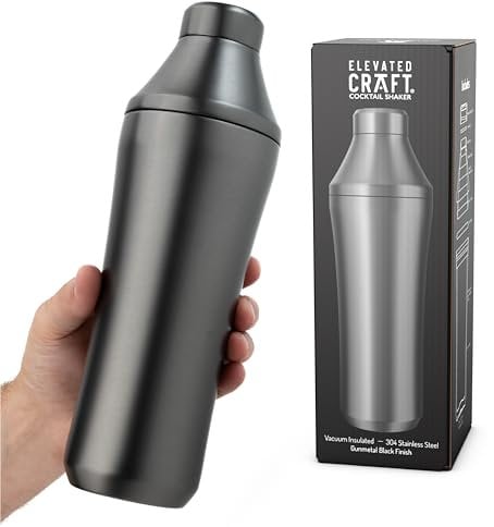Elevated Craft Hybrid-Cocktail-Shaker – Premium-vakuumisolierter Edelstahl-Cocktail-Shaker – innovatives Messsystem – Martini-Shaker für den Heim-Barkeeper – 800 ml Gesamtvolumen