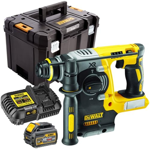 DeWalt DCH273T1 18V Brushless SDS+ Rotary Hammer Drill Kit with 1 x 6.0Ah Battery & Charger in Case - Powerful and Versatile Tool for Concrete, Brick, and Masonry, Dewalt Rotary Hammer