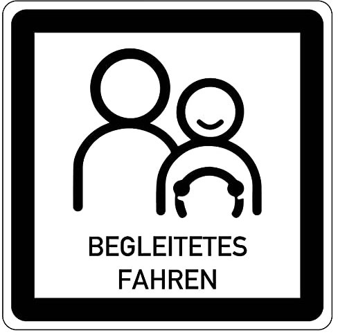 Aufkleber Hinweis „Begleitetes Fahren“ KfZ PKW Auto Sticker Folie selbstklebend | 5-40cm Made in Germany, Größe: 10x10cm