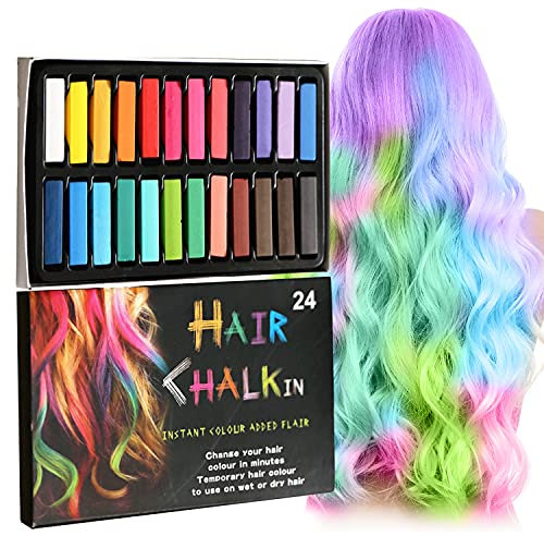 Thnkstaps Hair Chalk Comb 24 Colores Tiza para el Cabello Lavables Tinte para Cabello Tinte Temporal de Tiza Para el Pelo para el Cabello Regalos para niñas Para Carnaval Fiesta Navidad Halloween
