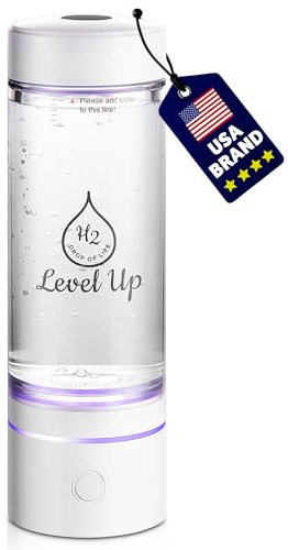 LevelUpWay 2025 Wasserstoff-Wasserstoff-Flaschengenerator mit SPE-PEM-Technologie – bis zu 4000 PPB – Doppelkammer – 250 ml – (Weiß) – verbesserte Hydratationslösung
