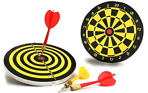 Mini Dartspiel 15 cm mit 3 Pfeilen Dartpfeile Steel Dartscheibe Zielscheibe beidseitig STUWU