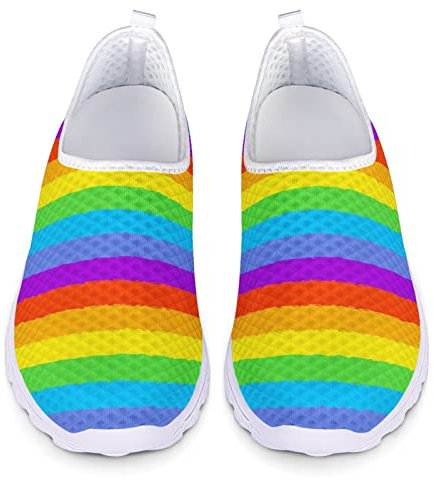 Dolyues 3D Bunte Regenbogen LGBT Druck Atmungsaktive Schlüpfen Turnschuhe Frauen Beiläufig Trainer Wanderschuhe 40 EU