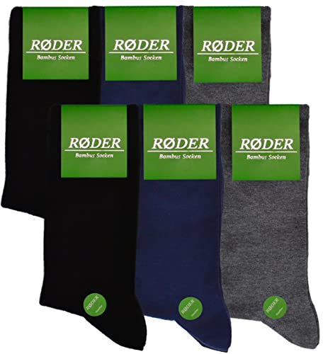 RØDER 6 Paires de Chaussettes en Fibre de Bambou, Ultra Douces & Respirantes, Homme Femme (Mix, 39-42)