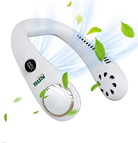 YULIN SUN Bladeless Neck Fan, Hanging Neck Fan, Personal Portable Fan with LCD, Cooling Wearable Fan Rechargeable, 3 Speed Neckband Fan for Office Sport Travel Camping