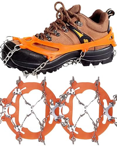 MuscleForge Steigeisen für Wandern und Bergsteigen – 8 Edelstahl Zacken Anti-Rutsch Schuhspikes für Schnee & EIS, Schneeketten für Schuhe aus robustem TPE, Grödeln Winter Outdoor
