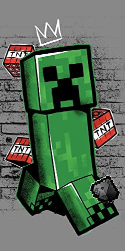Jerry Fabrics Minecraft Metro Art Creeper Duschtuch Badetuch Strandtuch 70 x 140cm