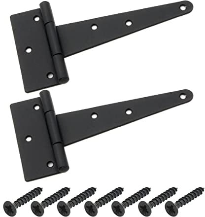 BRESKO Kreuzgehänge schwarz Scharnier Torband Türband Ladenband T-Scharniere T-Bänder 2er Set mit Schrauben (125x35x80x2 mm)