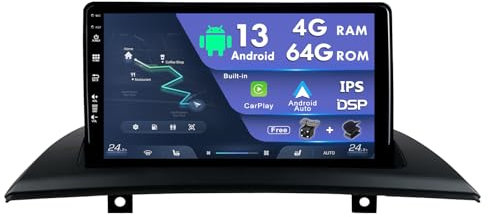 MISONDA Android 14 4G+64G Autoradio für BMW X3 2006–2010 – Rückfahrkamera und GPS-Navi – 9 Zoll IPS [Unterstützung DAB/Lenkradsteuerung/WiFi/BT 5.0/Carplay/Mirrorlink/RDS