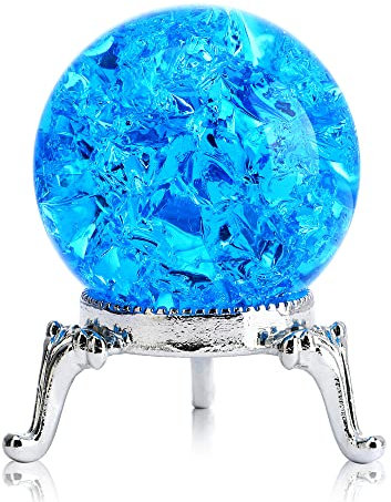 H&D HYALINE & DORA 40 mm großer Kristall-Briefbeschwerer, blaue Glaskugel, Fengshui-Kugel für Zuhause, Hochzeit, Büro, Aquarium-Dekoration