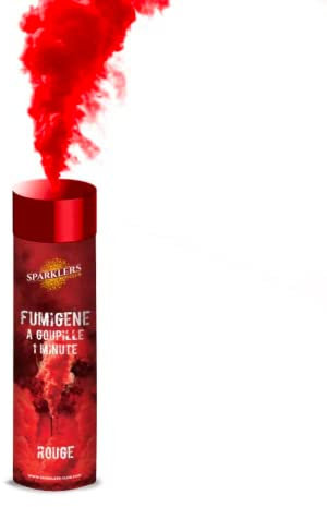 SPARKLERS CLUB Fumigènes a Main 1 MINUTE couleur Rouge - Déclenchement à Goupille, durée 60 secondes, fumigene couleur à tenir en Main - fumigene a main - Catégorie F1 - LIVRAISON 24/48H
