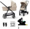 Kinderkraft Newly 4 in 1, Stroller, Pushchair, Travel System, Pram, Newborn Baby, Large Hood, Accessories, Easy Folding, Included Car Seat with ISOFIX Base, from Birth up to 22 kg, Beige